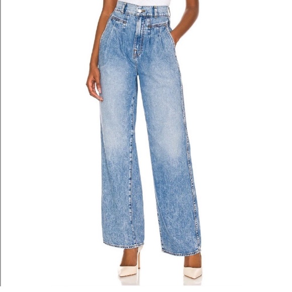 GRLFRND Morgan High Rise Pleated Wide Leg Jeans 100% Cotton Size 28 - Picture 2 of 10